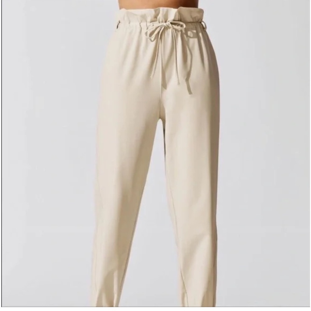 Carbon38 Cream Drawstring Paper Bag Waist Pants Size Small